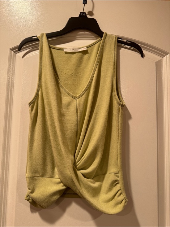 Lush Tops - Lush Light Green Twist-Front V-Neck Tank